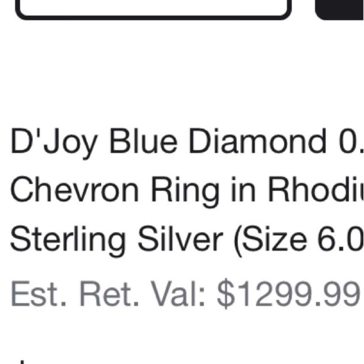 925 Blue 1.0 ctw Diamond Chevron Ring Retail $1299 Size 6