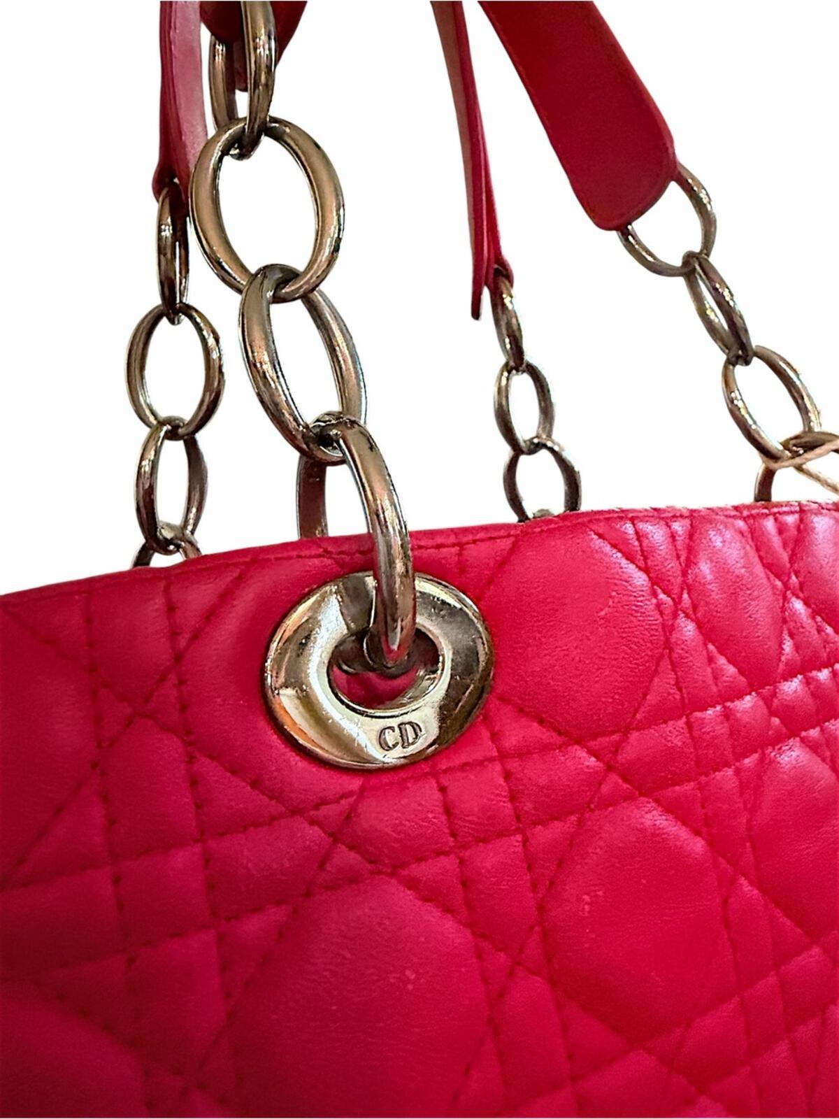 Dior Pink Quilted Shoulder Bag with light pink Side Panels silver hardware