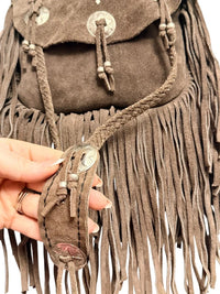 Vintage Boho Genuine Suede Fringe Crossbody Bag