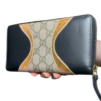 Gucci GG Supreme Tri Print Zip-Around Wallet Gold Black