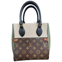Louis Vuitton Monogram Canvas Fold-Over Satchel Crossbody Khaki Green Leather