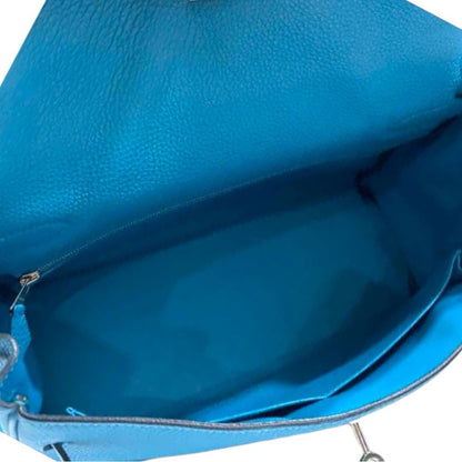 HERMES KELLY Retourne Togo 32 Blue Jean with Palladium Hardware EUC