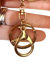 Gold Tone Rhinestone Leopard Cat Keychain Bag Charm