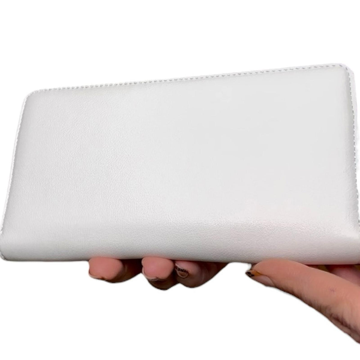 Jimmy Choo Bettina Long Zip Around Wallet Milk White Leather Embossed Logo