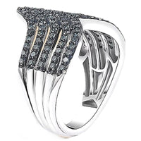 925 Blue 1.0 ctw Diamond Chevron Ring Retail $1299 Size 6