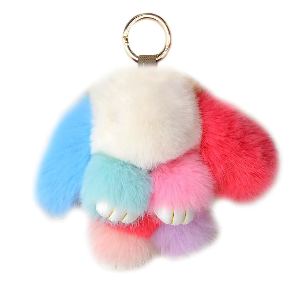 Unpafcxddyig Bunny Keychain Cute Soft Artificial fur Keychain Car Handbag KeyringColorful7in