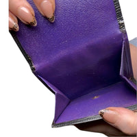 Louis Vuitton Vintage Elise Wallet Black Epi Leather Purple Interior