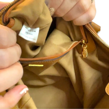 MCM Visetos Cognac Shopper Tote Bag with shoulder or crossbody strap with COA