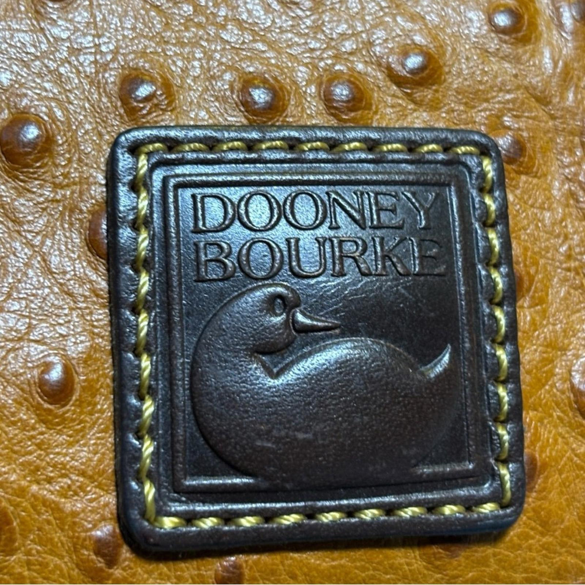 Dooney & Bourke Florentine Ostrich Embossed Leather Satchel Brown Crossbody