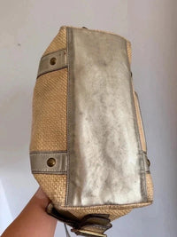 Coach Legacy Vintage Straw Shoulder Bag Metallic Gold Leather Woven Raffia 1310