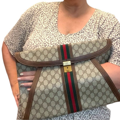 Gucci GG Supreme Vintage 1980’s XL Document Holder Clutch with COA