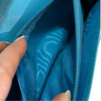 Salvatore Ferragamo Blue Wallet with Gold Detail and Bow closure