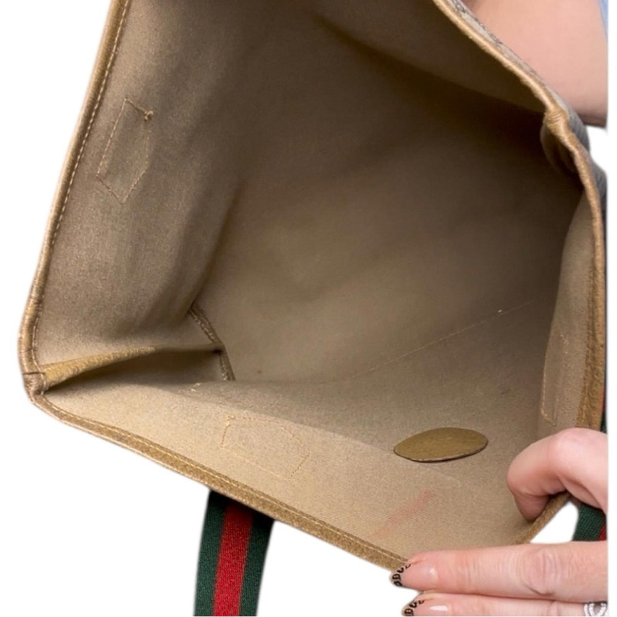 GUCCI Plus Vintage GG Supreme Tote Bag Beige Brown Canvas