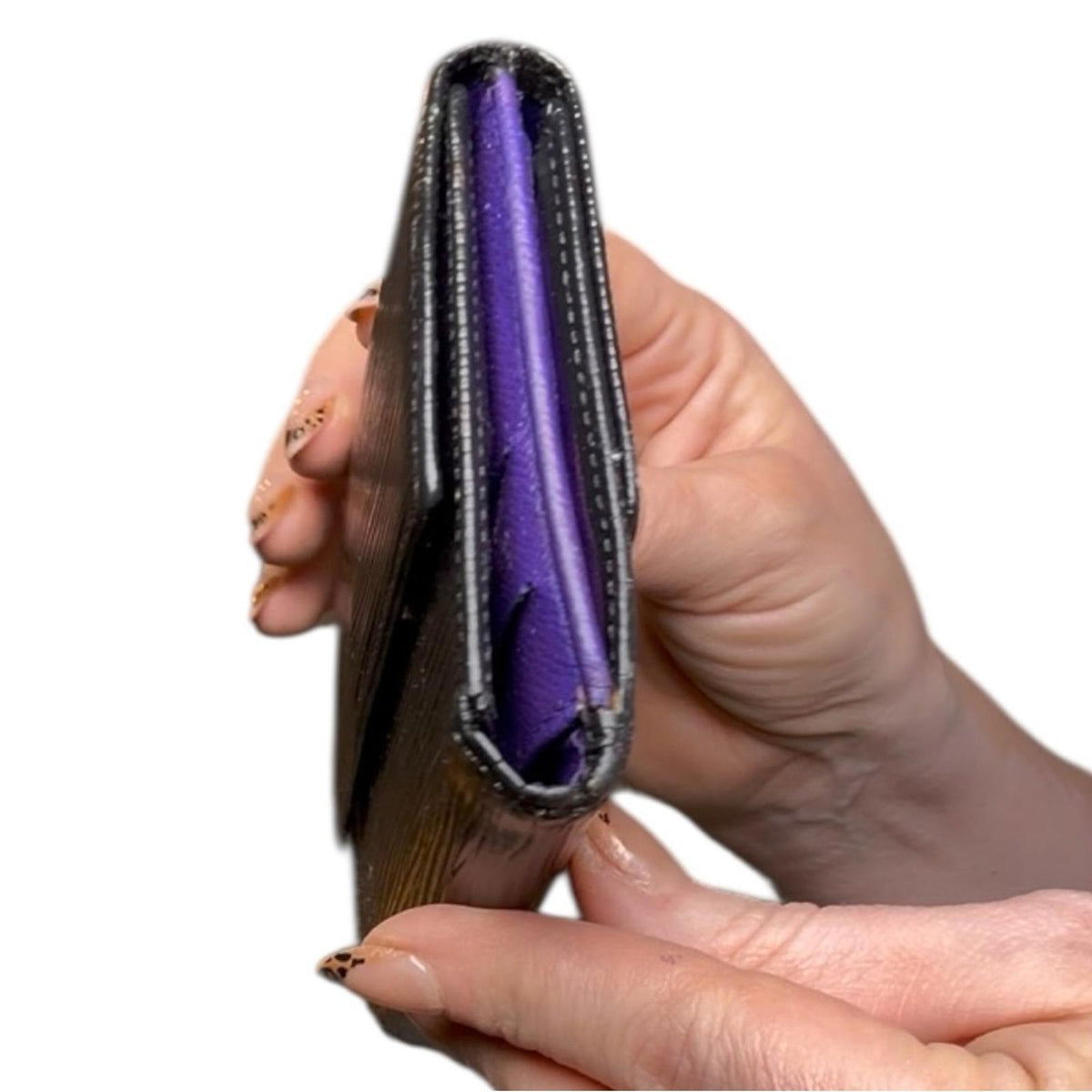 Louis Vuitton Vintage Elise Wallet Black Epi Leather Purple Interior