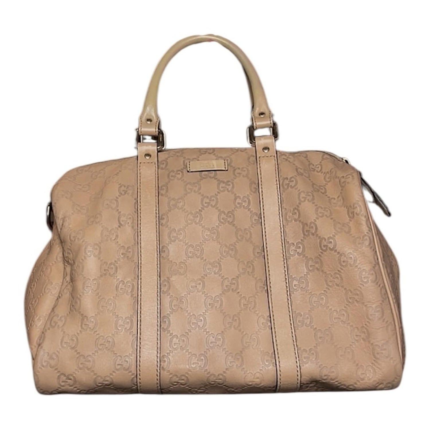 Gucci Guccissima Joy Embossed Leather Boston Bag Beige