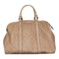 Gucci Guccissima Joy Embossed Leather Boston Bag Beige