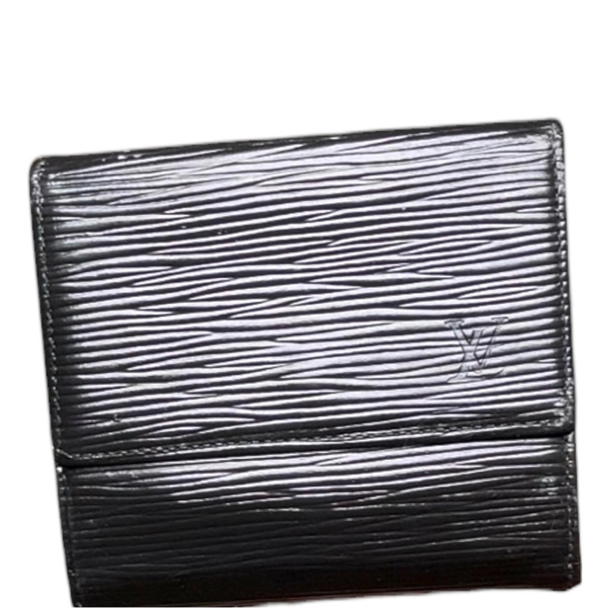 Louis Vuitton Vintage Elise Wallet Black Epi Leather Purple Interior