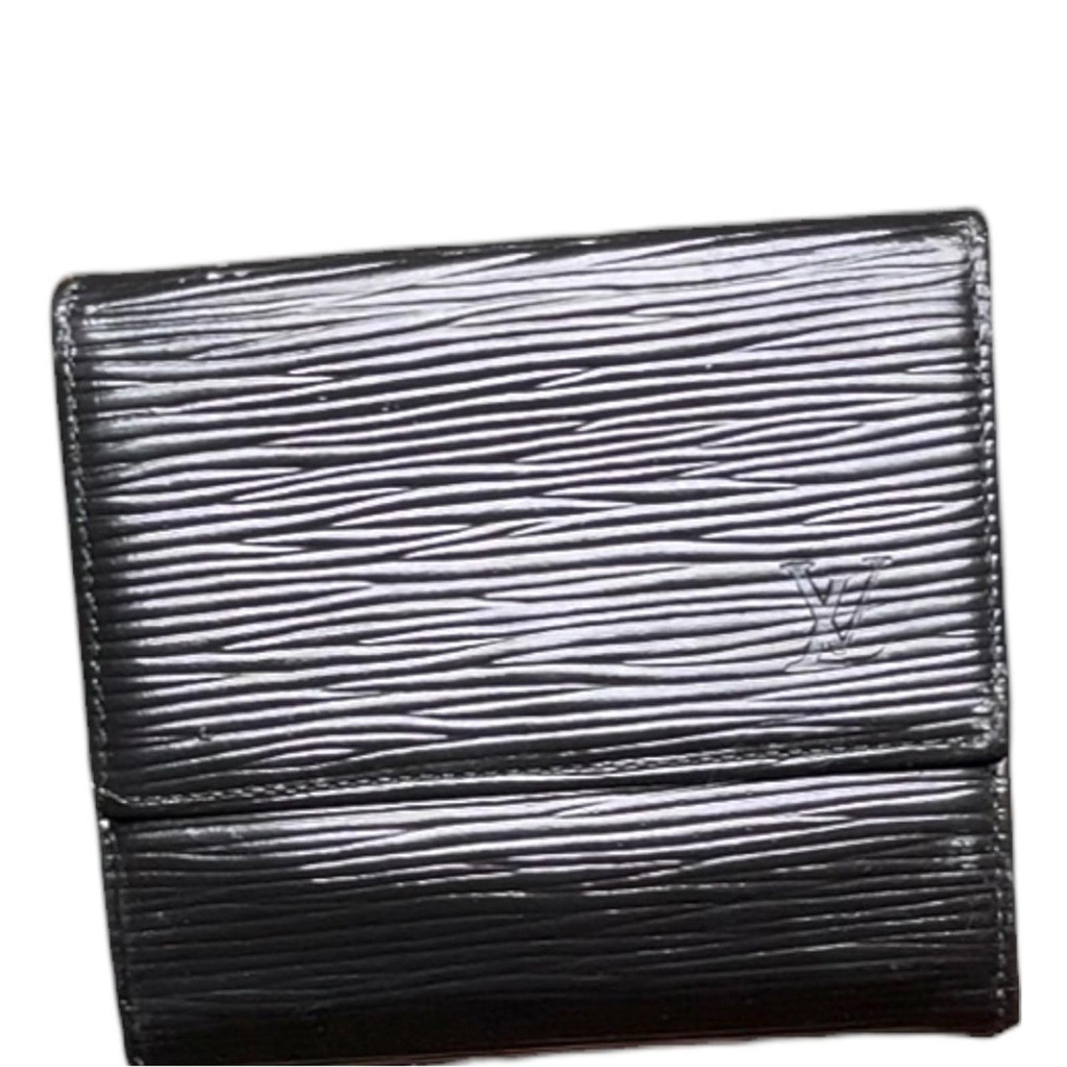 Louis Vuitton Vintage Elise Wallet Black Epi Leather Purple Interior