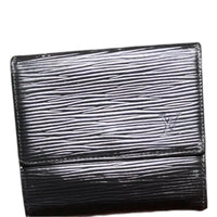 Louis Vuitton Vintage Elise Wallet Black Epi Leather Purple Interior