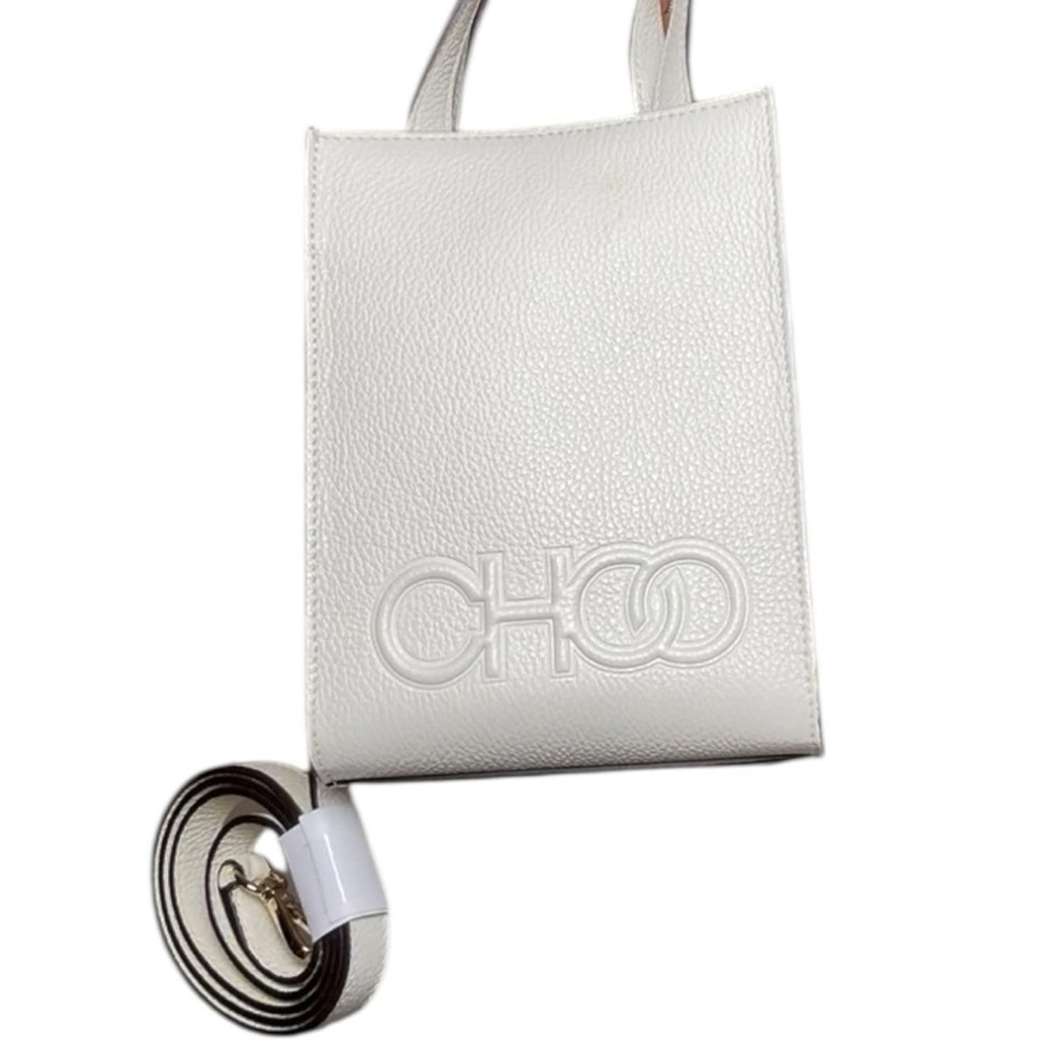 Jimmy Choo Mini Shopper Handbag Milk White Leather Tote Crossbody