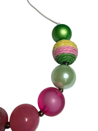 Colorful Lemonade Theme Ribbon Hair Bow and Bead Necklace Set skuQ