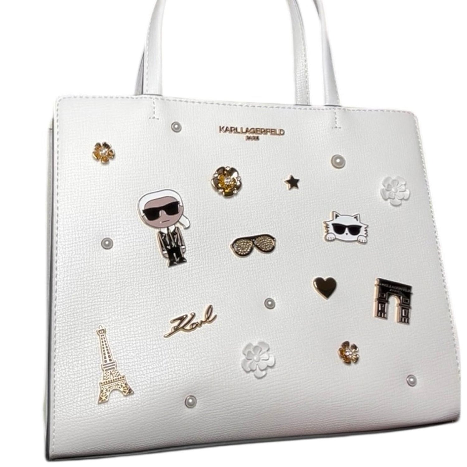 Karl Lagerfeld Paris Snow White Multi Charm Tote