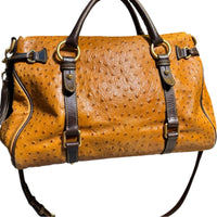 Dooney & Bourke Florentine Ostrich Embossed Leather Satchel Brown Crossbody