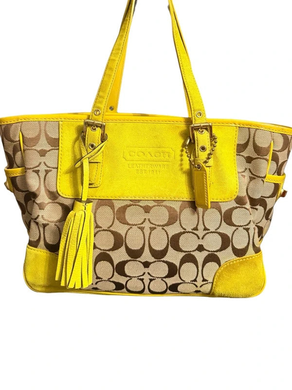 Coach Authentic Vintage 2004 Signature Yellow Suede Tote Bag