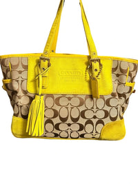 Coach Authentic Vintage 2004 Signature Yellow Suede Tote Bag