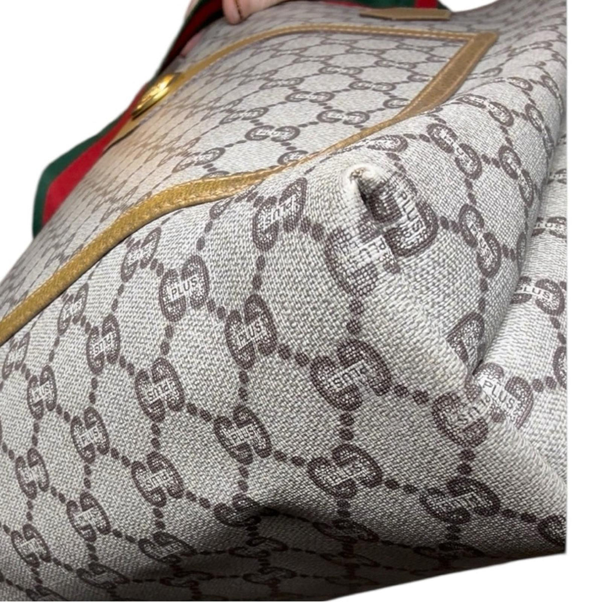 GUCCI Plus Vintage GG Supreme Tote Bag Beige Brown Canvas