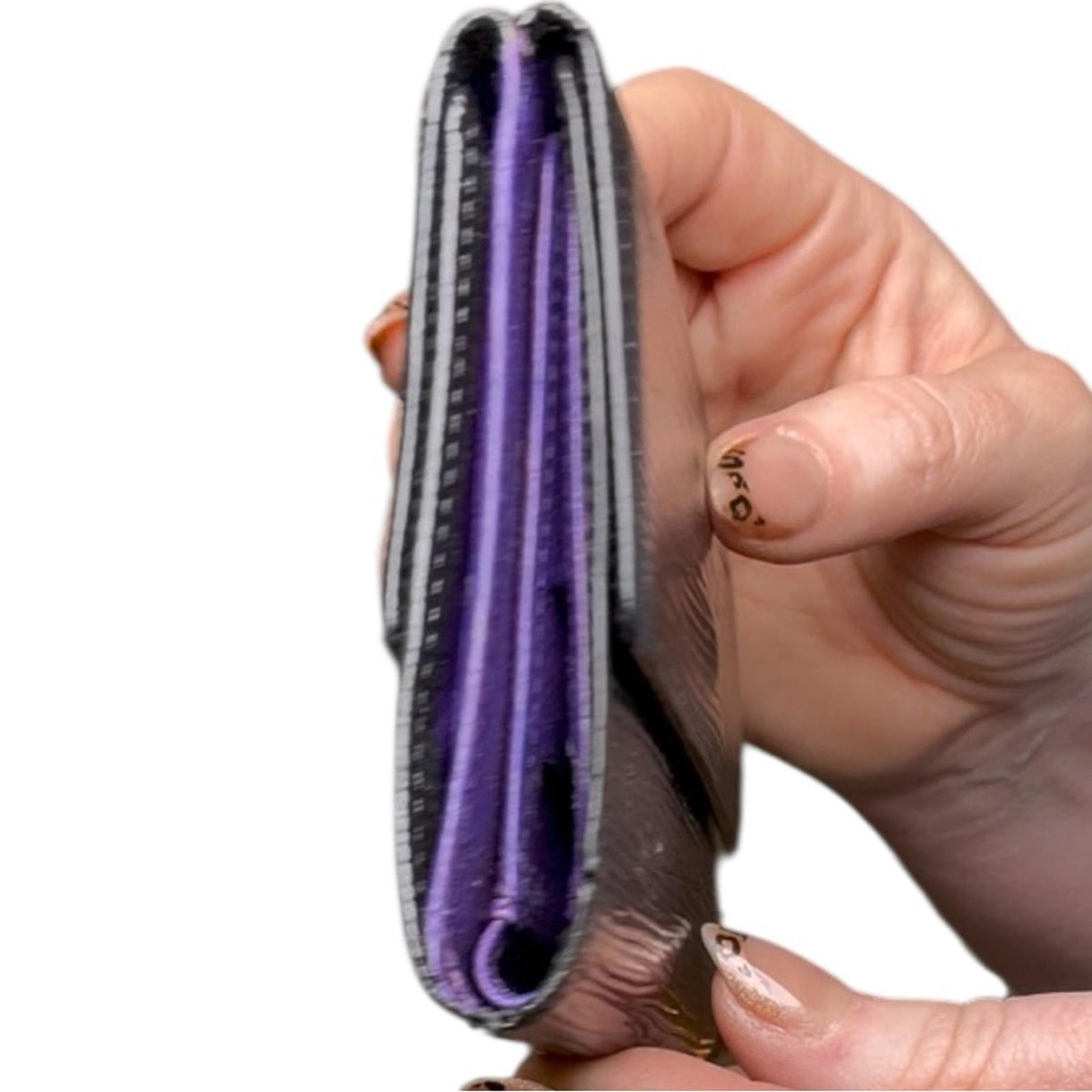 Louis Vuitton Vintage Elise Wallet Black Epi Leather Purple Interior