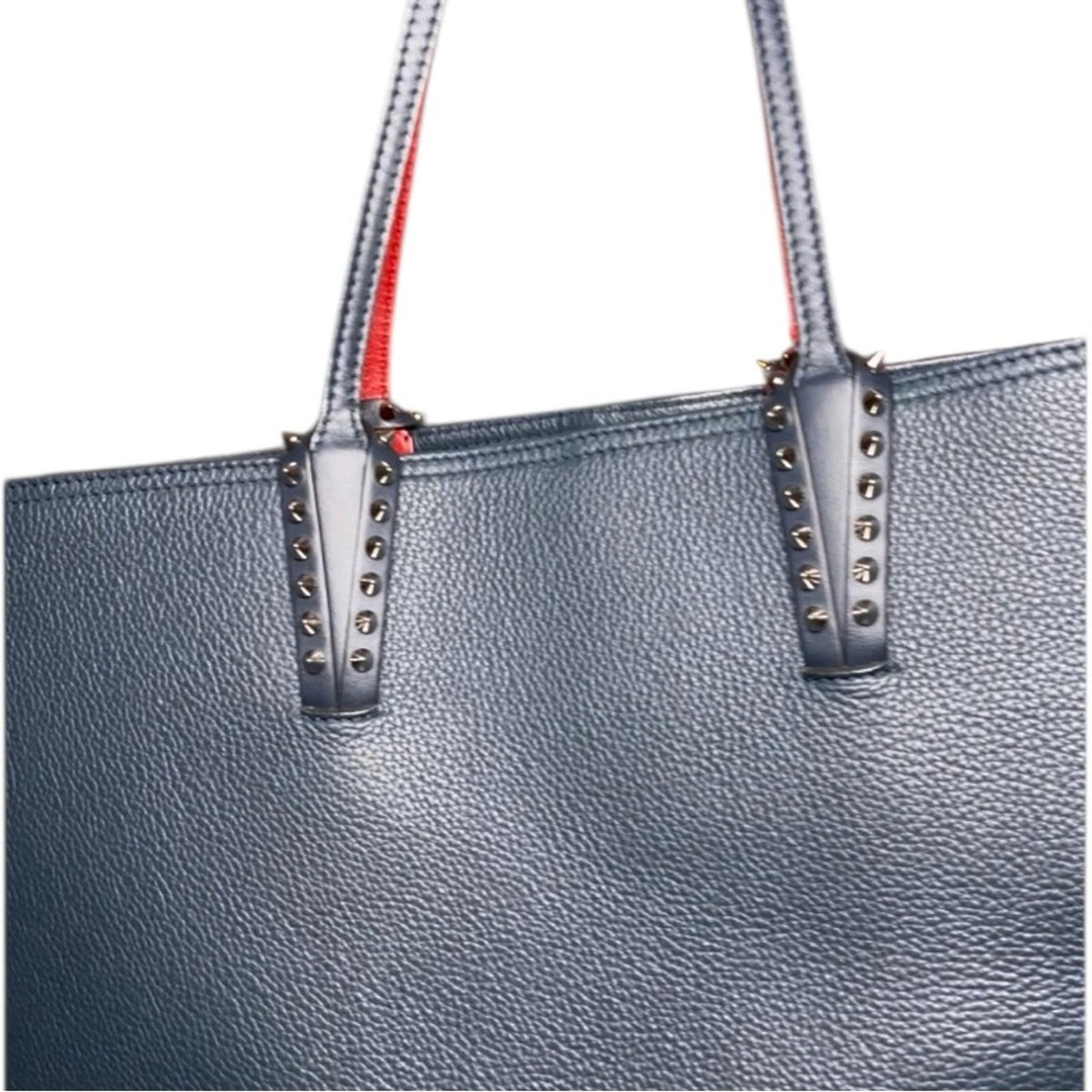 Christian Louboutin Cabata East West Tote Leather Large Navy Blue with Pouch