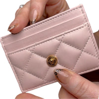 Versace Pink Quilted Leather Medusa Card Holder