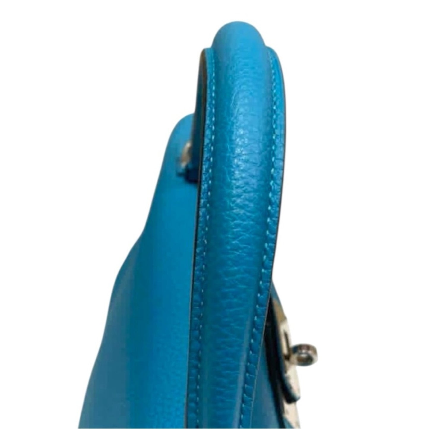 HERMES KELLY Retourne Togo 32 Blue Jean with Palladium Hardware EUC