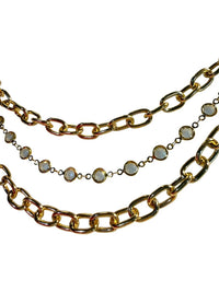 Handbag chain charm gold tone triple layer with rhinestones
