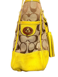 Coach Authentic Vintage 2004 Signature Yellow Suede Tote Bag
