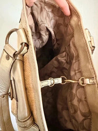 Coach Legacy Vintage Straw Shoulder Bag Metallic Gold Leather Woven Raffia 1310