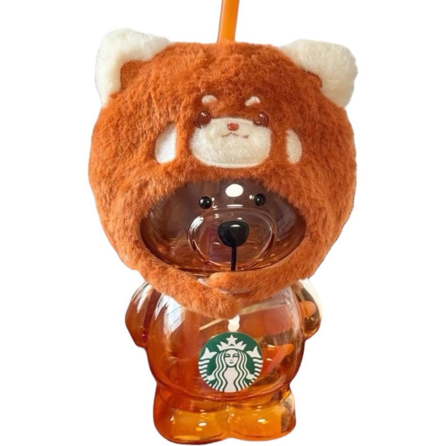 Starbucks Orange Bear Cup with Red Panda Hood Limited Edition Tumbler