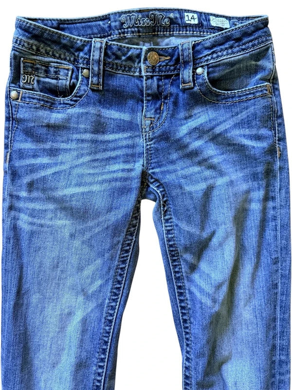 Miss Me Girls Size 14 Skinny Blue Jeans skuO