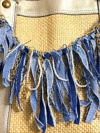Boho Denim Purse Chain Charm Gold Pearl Fringe