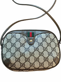 Gucci Beige/Brown Monogram Crossbody with Web Stripe