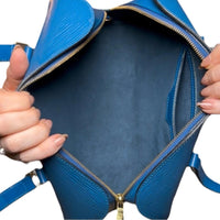 Louis Vuitton Epi Soufflot Handbag Toledo Blue Leather