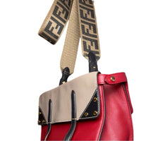 Fendi Red Tri-Color Grace Leather Medium Flip Bag