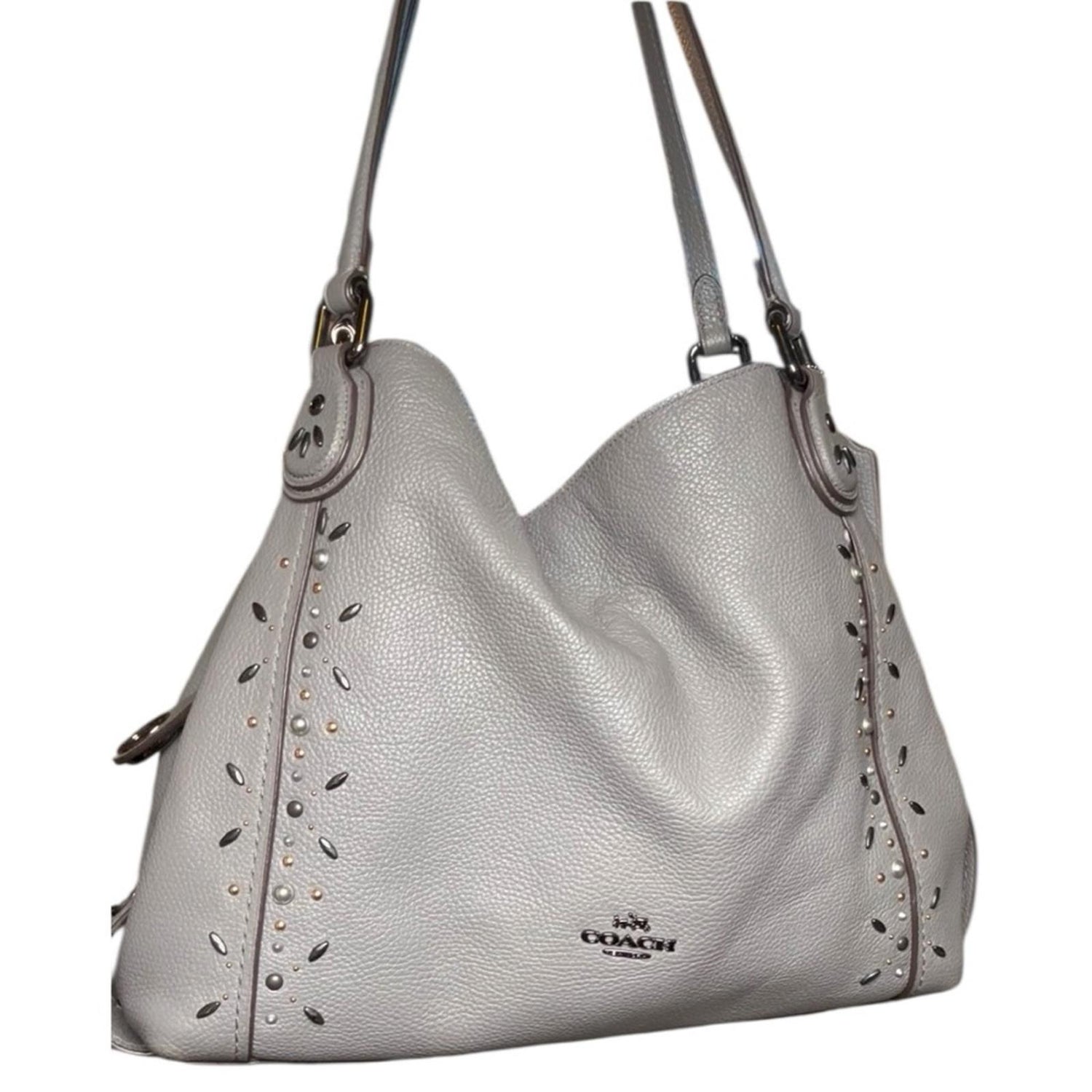 Coach Light Gray Leather Shoulder Bag