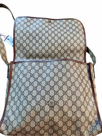 Gucci Beige/Brown Monogram Messenger Bag with Green & Red Web