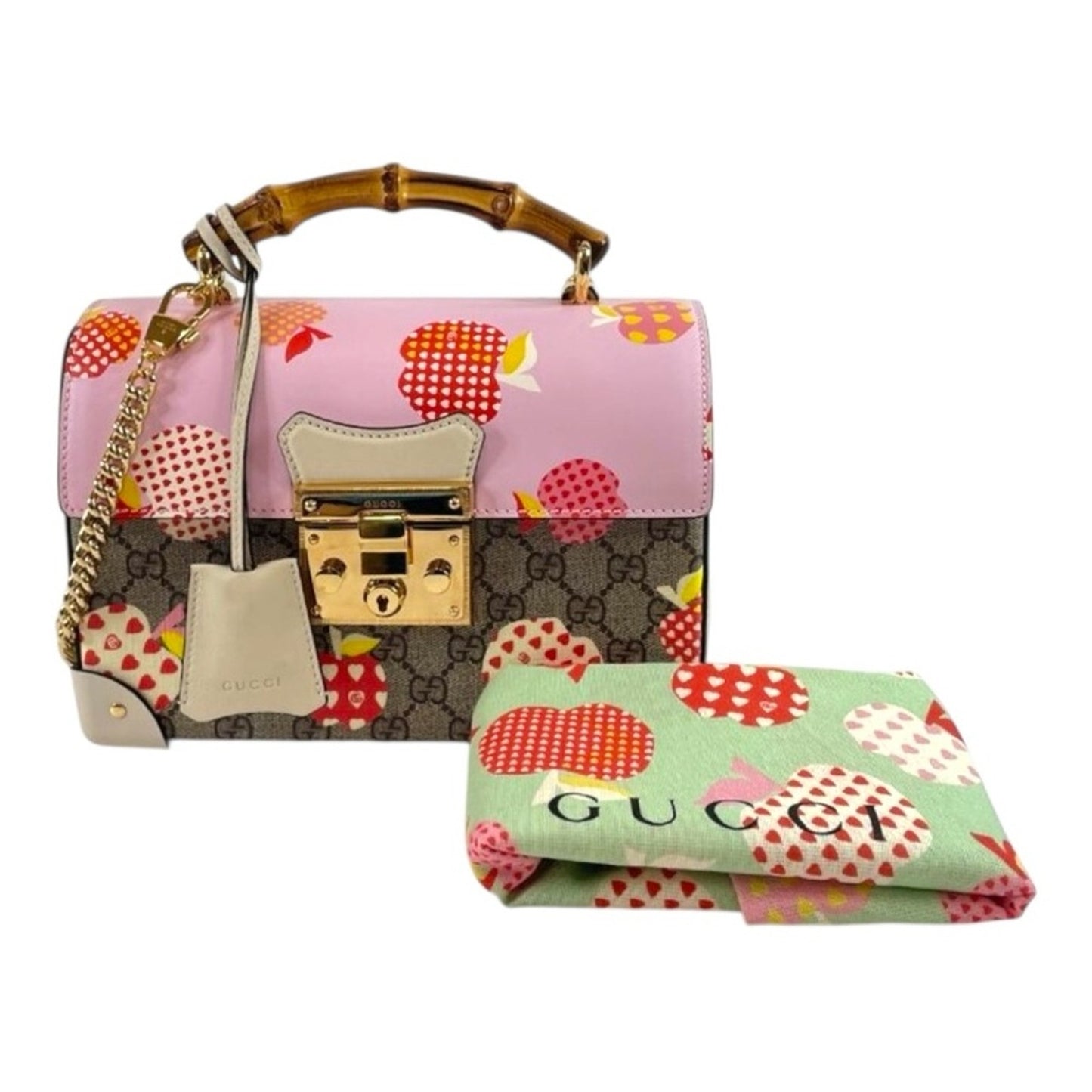 Gucci Limited Edition Padlock GG Supreme Apple Print Shoulder Bag