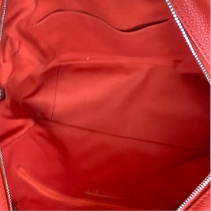 Chanel Orange Quilted Caviar Leather Shoulder Bag Silver Hardware