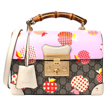 Gucci Limited Edition Padlock GG Supreme Apple Print Shoulder Bag