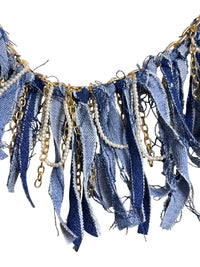 Boho Denim Purse Chain Charm Gold Pearl Fringe