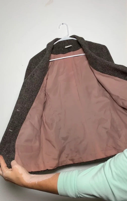 Vintage T.S. Gray Brown Tweed Blazer Womens Size 12 USA skuM
